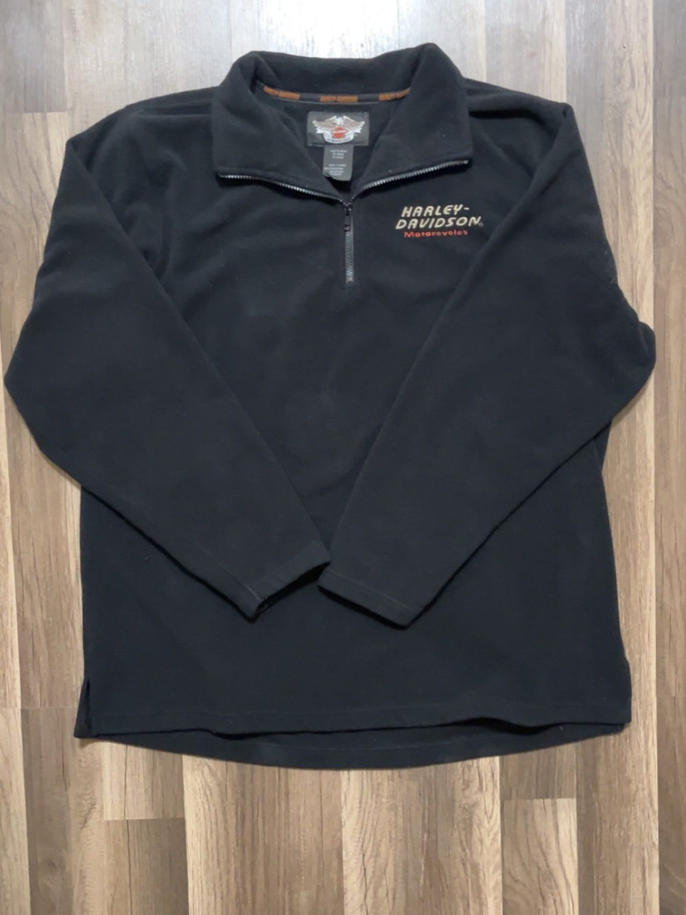 HARLEY-DAVIDSON Motorcycles Mens XL Black Fleece Quarter-Zip Jacket Pullover